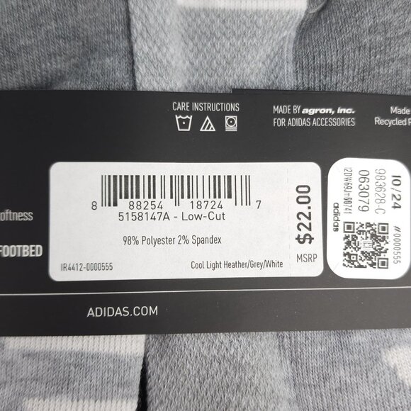 Adidas Womens Cushioned Low-Cut Socks 6-Pack Aeroready Technology Gray - Picture 3 of 9